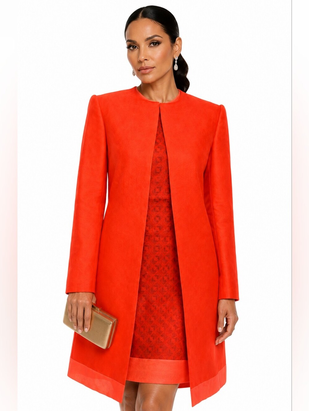 NWT Fendi Couture Fluo Orange Organza Dress Suit Jacket IT 42 US 6 €2000